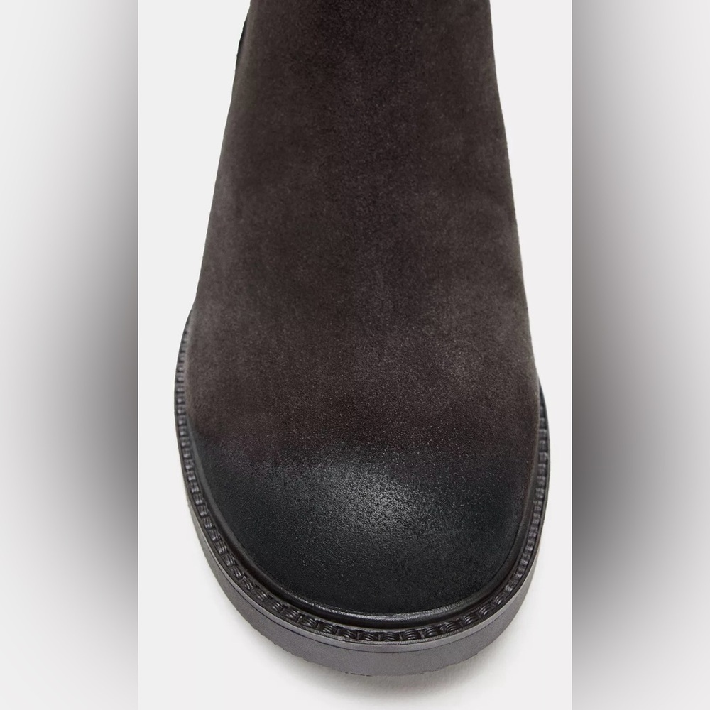Zara Brown Combat Moto Suede Split Leather Buckled Calf High Ankle Boots - Picture 15 of 17